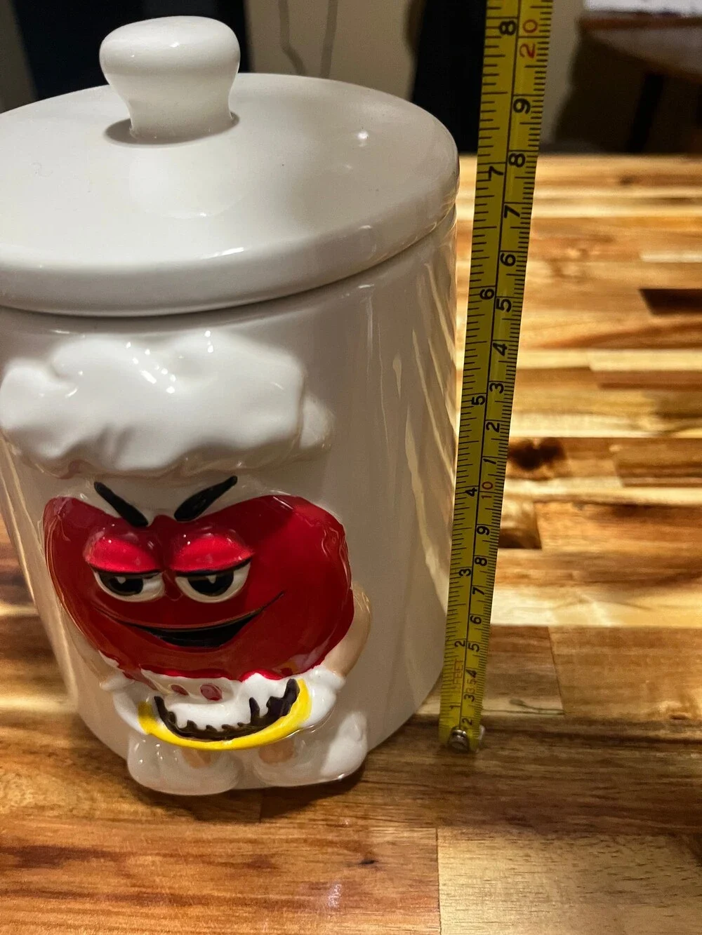 M&M Ceramic Cookie Jar Red M&M Chef Character Candy Container